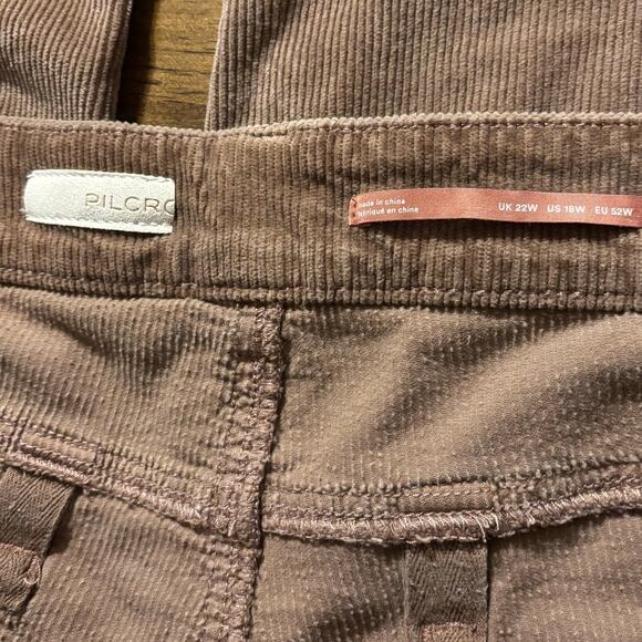 Pilcro Women’s 18W  40 x 27 Corduroy Pant Yaya Mid Rise Crop Flare Taupe Brown - Picture 7 of 16